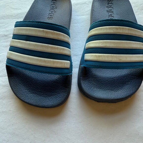 Adidas Kids Blue & White Slide Sandals With Red Logo 11K - Picture 4 of 9